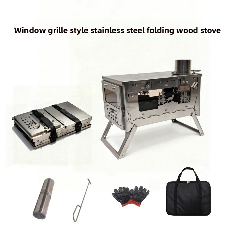 Outdoor Camping Fire Pit - Stainless Steel Foldable Portable Wood Stove