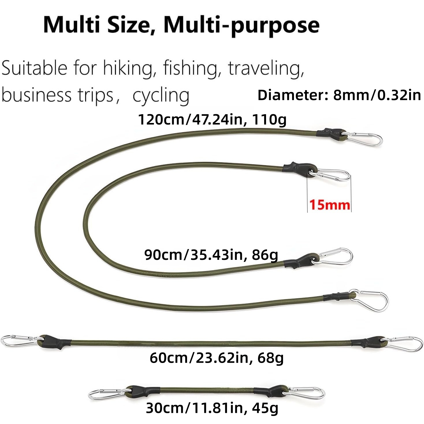 2Pcs Elastic Rope Aluminum Hoo - огляд і ціна Outdoor Camping Extension Cord