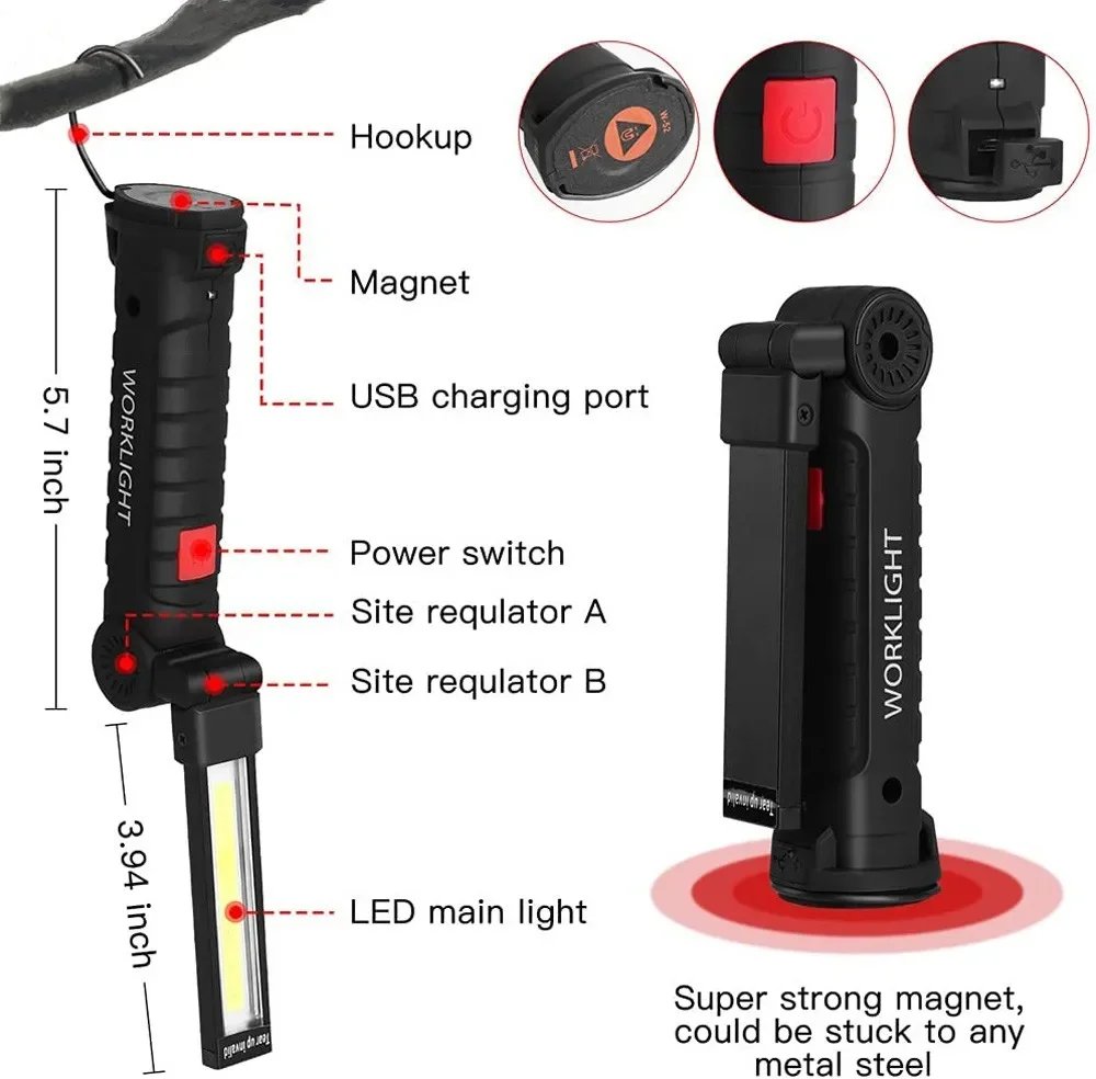 Portable COB LED Flashlight US - огляд і ціна Outdoor Camping Light Portable