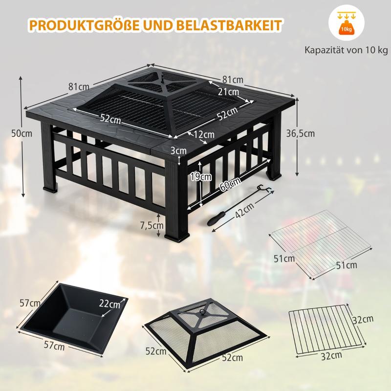 32 Inch 3 in 1 Outdoor Square  - огляд і ціна Outdoor Camping Fire Pit