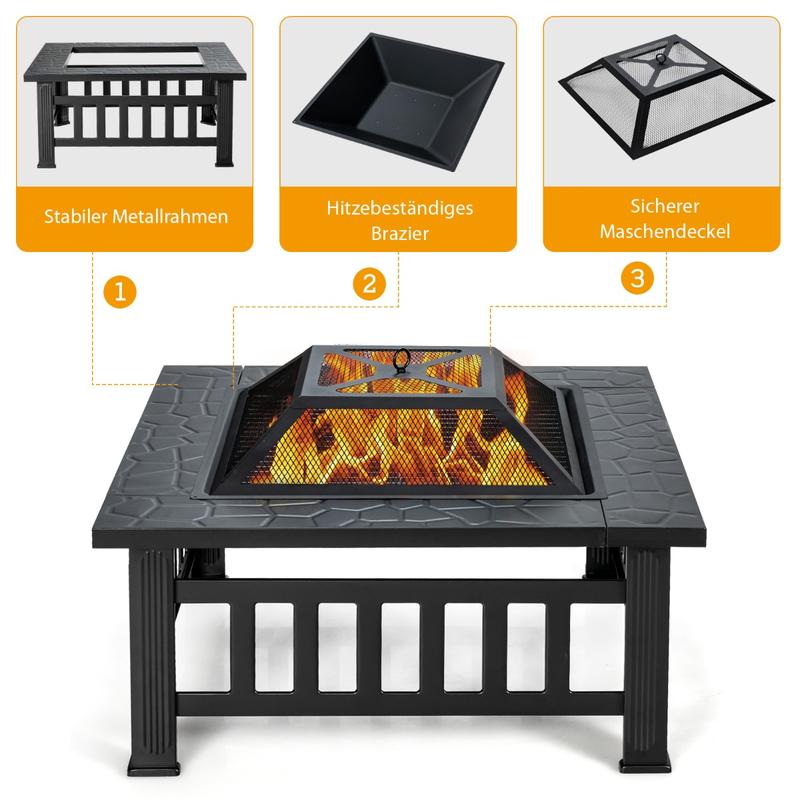 32 Inch 3 in 1 Outdoor Square  - огляд і ціна Outdoor Camping Fire Pit